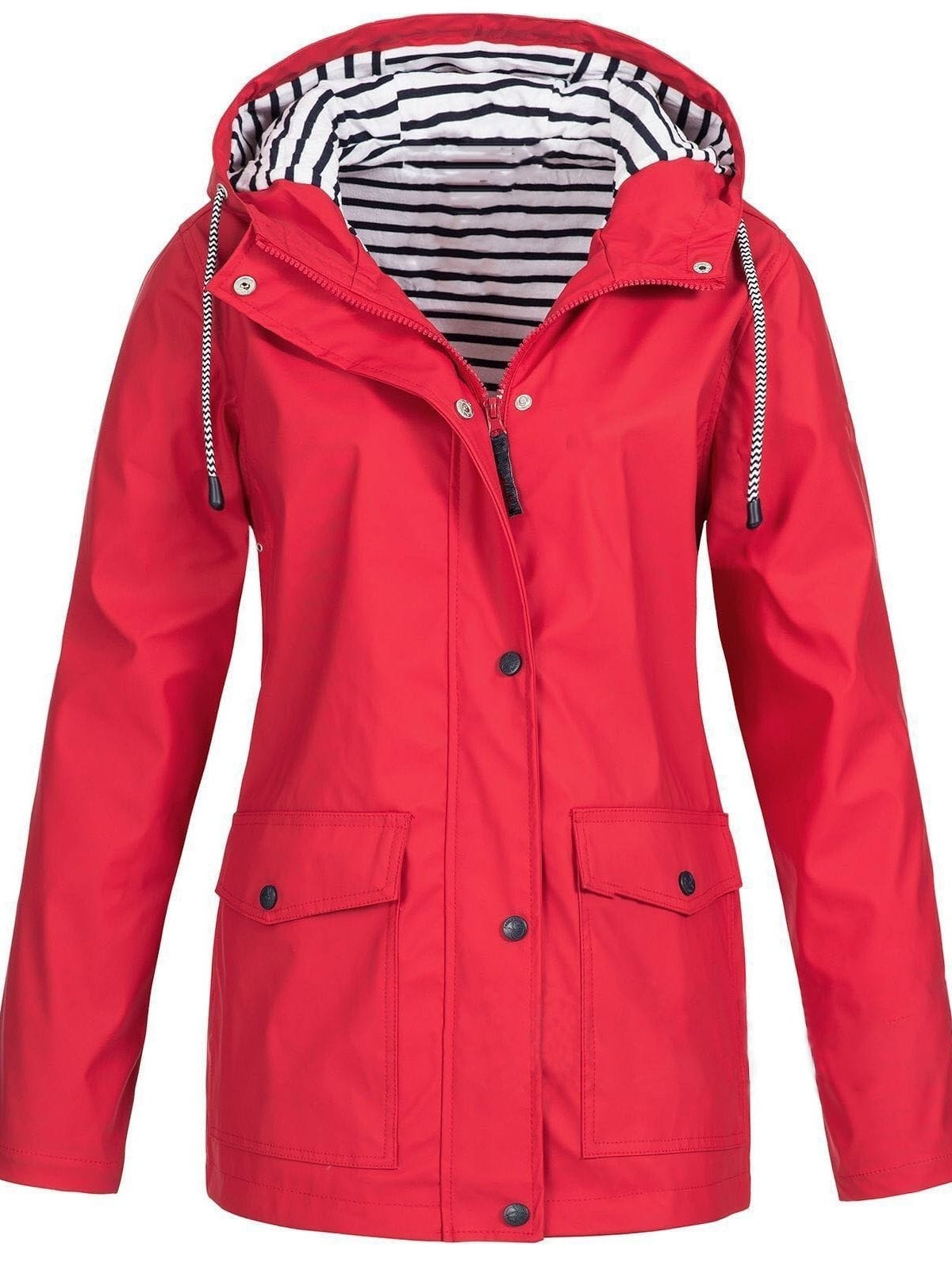 Luxeraum.de Rain Coats Rot / S Regenjacke – Winddicht & Wasserdicht – Kapuze & Zipper – Damen