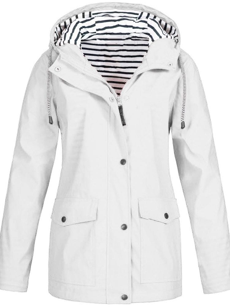 Luxeraum.de Rain Coats Weiß / S Regenjacke – Winddicht & Wasserdicht – Kapuze & Zipper – Damen