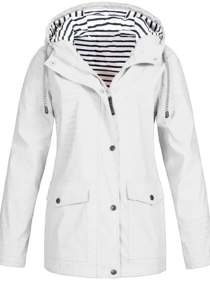 Luxeraum.de Rain Coats Weiß / S Regenjacke – Winddicht & Wasserdicht – Kapuze & Zipper – Damen