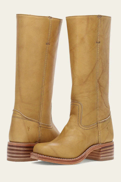 Luxeraum.de Boots Beige / 35 Robuster Winterstiefel – Klassische Silhouette – Hacke – Damen