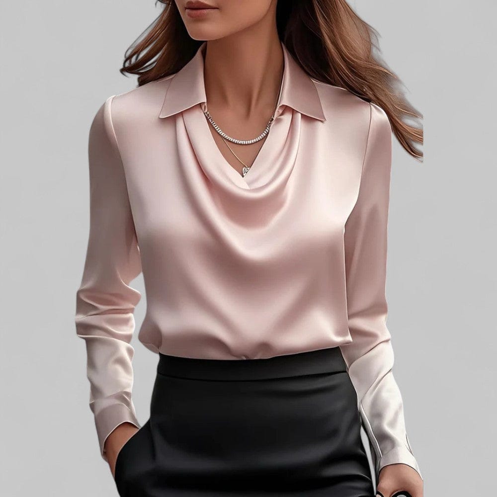 Luxeraum.de Blouses Rosa / S Satinbluse – Fließender Satin – Wasserfallausschnitt – Damen