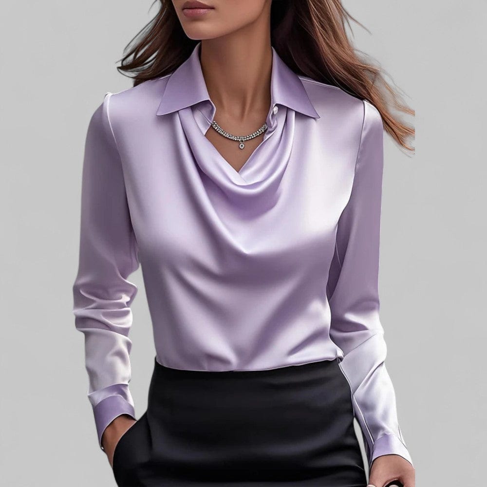 Luxeraum.de Blouses Lila / S Satinbluse – Fließender Satin – Wasserfallausschnitt – Damen