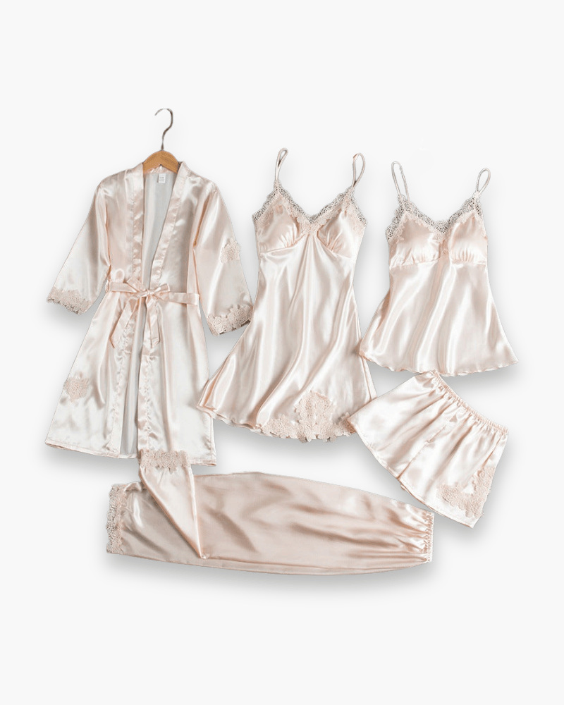 Luxeraum.de Pajamas Weißes Gold / S Schlafanzug-Set – Mehrteiliges Design – Elegante Silhouette – Damen