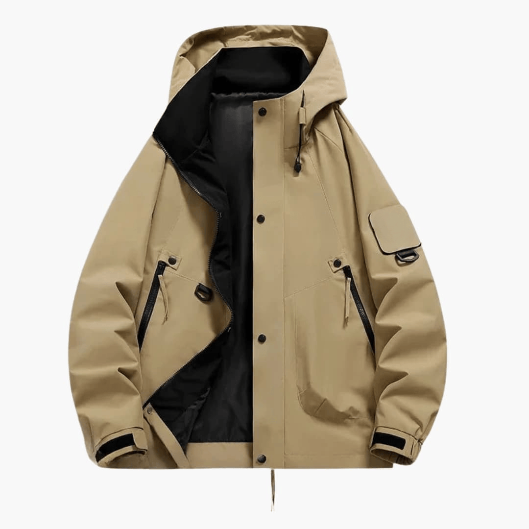 Luxeraum.de Jackets Braun / S Skijacke – Funktionaler Materialmix – Kapuze & Verstellbarer Schnitt – Unisex