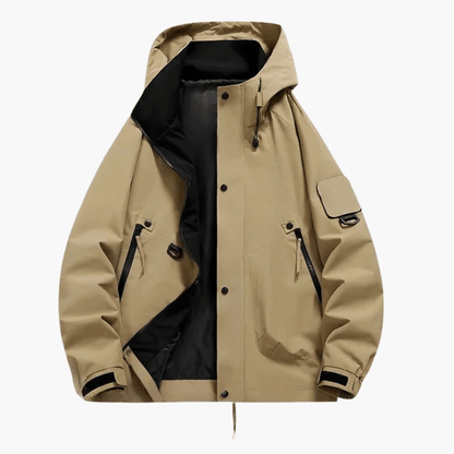 Luxeraum.de Jackets Braun / S Skijacke – Funktionaler Materialmix – Kapuze & Verstellbarer Schnitt – Unisex