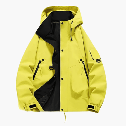 Luxeraum.de Jackets Gelb / S Skijacke – Funktionaler Materialmix – Kapuze & Verstellbarer Schnitt – Unisex