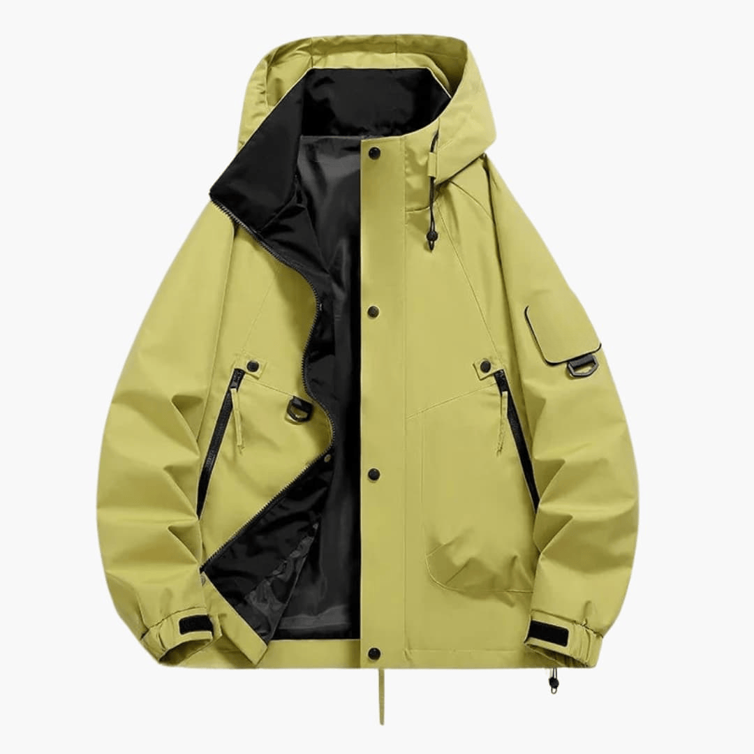 Luxeraum.de Jackets Grün / S Skijacke – Funktionaler Materialmix – Kapuze & Verstellbarer Schnitt – Unisex