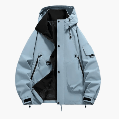 Luxeraum.de Jackets Blau / S Skijacke – Funktionaler Materialmix – Kapuze & Verstellbarer Schnitt – Unisex