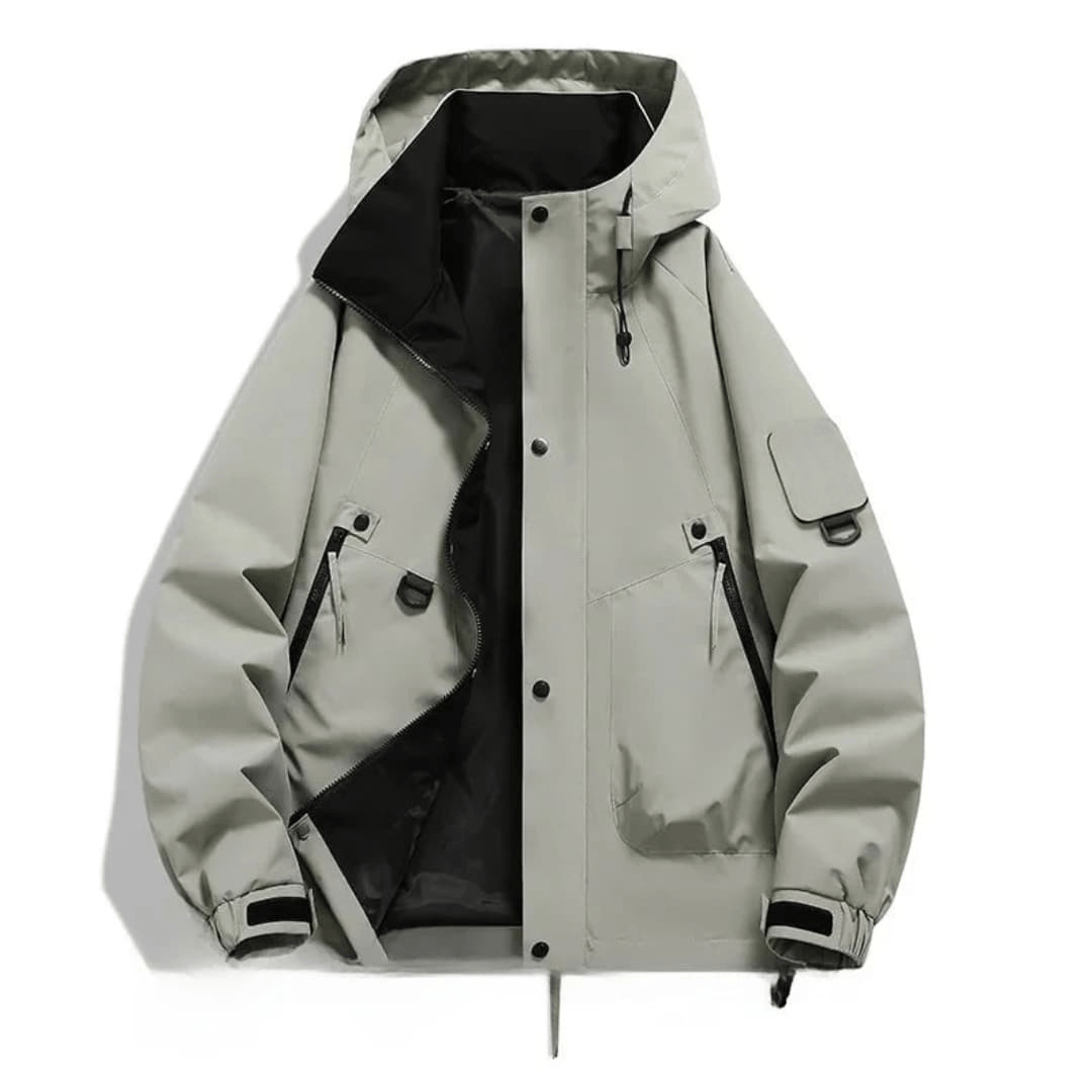 Luxeraum.de Jackets Hellgrau / S Skijacke – Funktionaler Materialmix – Kapuze & Verstellbarer Schnitt – Unisex