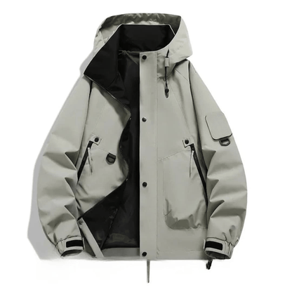 Luxeraum.de Jackets Hellgrau / S Skijacke – Funktionaler Materialmix – Kapuze & Verstellbarer Schnitt – Unisex