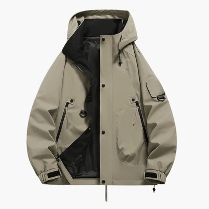 Luxeraum.de Jackets Mokka / S Skijacke – Funktionaler Materialmix – Kapuze & Verstellbarer Schnitt – Unisex