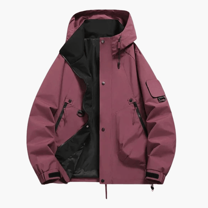 Luxeraum.de Jackets Rot / S Skijacke – Funktionaler Materialmix – Kapuze & Verstellbarer Schnitt – Unisex
