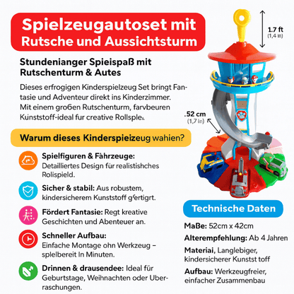 Luxeraum.de Children Activities Spielzeugautoset mit Rutsche und Aussichtsturm