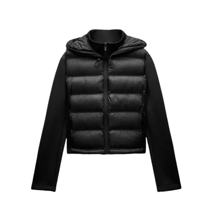 Luxeraum.de Puffer Jackets Schwarz / L Steppjacke – Wärmende Materialmischung – Kapuze & Zipper – Damen