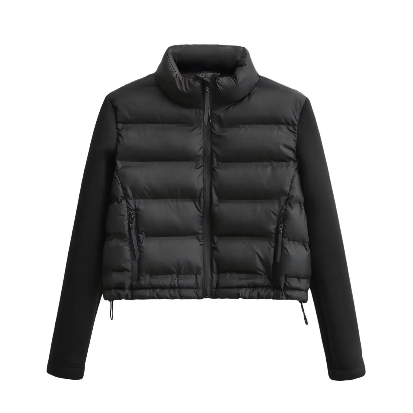 Luxeraum.de Puffer Jackets XS / Schwarz Steppjacke – Wärmende Materialmischung – Kurzer Schnitt & Zipper – Damen