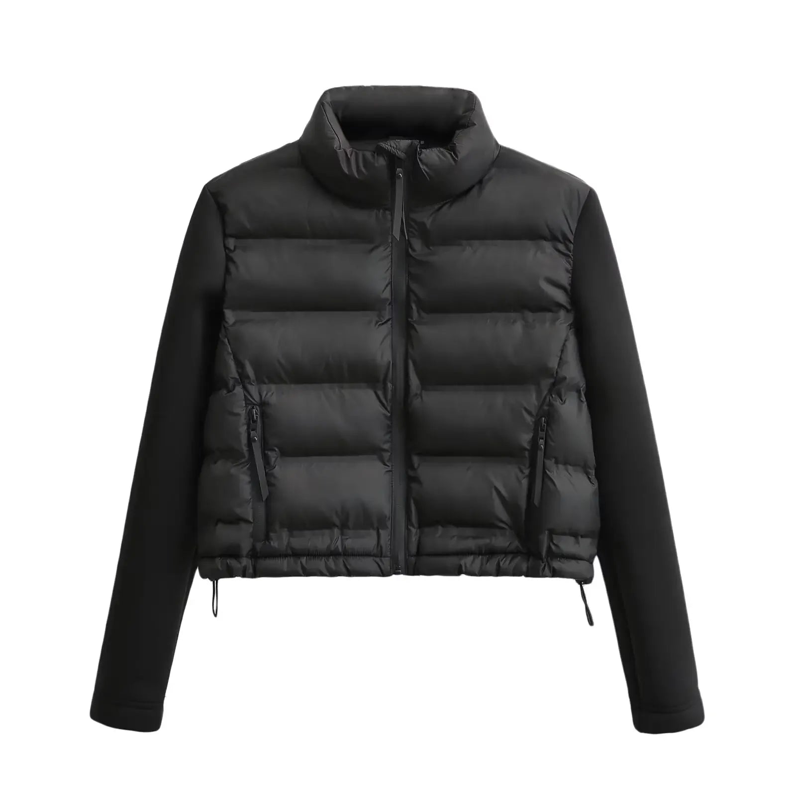 Luxeraum.de Puffer Jackets XS / Schwarz Steppjacke – Wärmende Materialmischung – Kurzer Schnitt & Zipper – Damen
