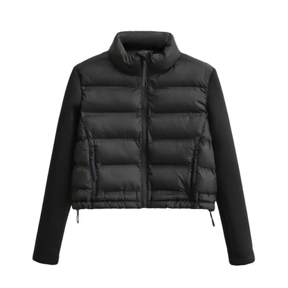 Luxeraum.de Puffer Jackets XS / Schwarz Steppjacke – Wärmende Materialmischung – Kurzer Schnitt & Zipper – Damen