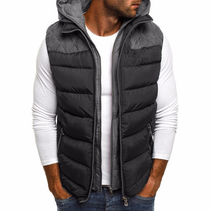 Luxeraum.de Vests Grau / S Steppweste – Gefüttert – Sportliche Kontraste & Kapuze – Herren