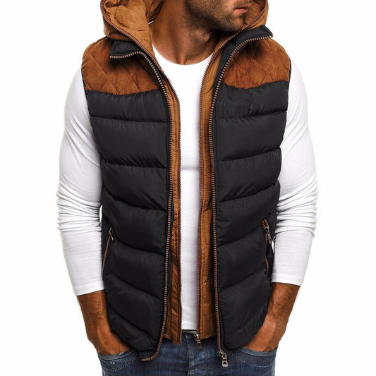 Luxeraum.de Vests Schwarz / S Steppweste – Gefüttert – Sportliche Kontraste & Kapuze – Herren