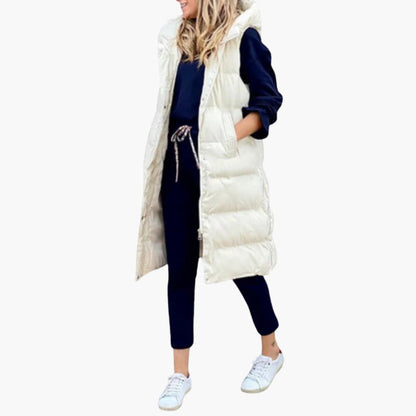 Luxeraum.de Vests Weiß / S Steppweste – Isolierende Steppung – Lange Silhouette mit Kapuze – Damen