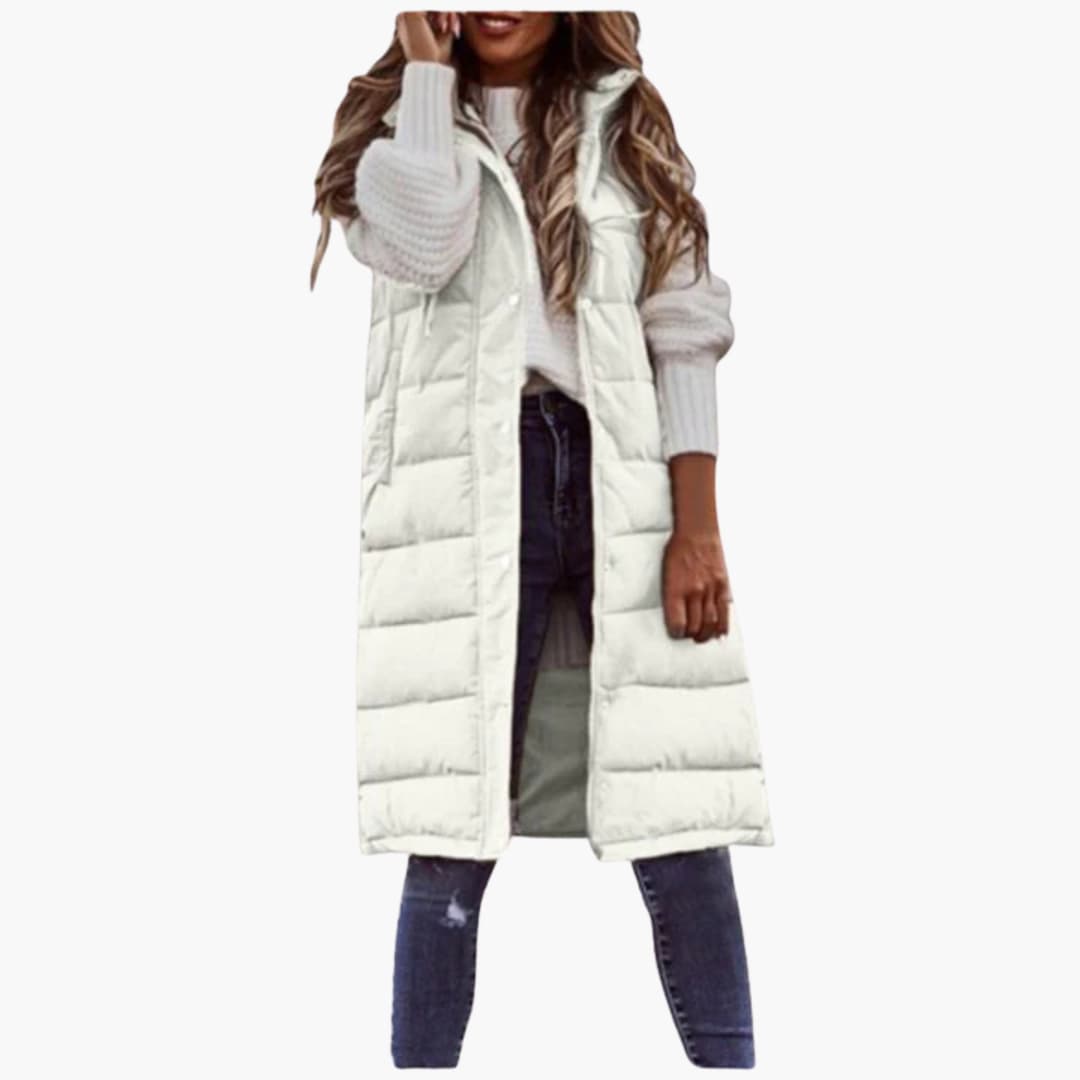 Luxeraum.de Vests Von weiß / S Steppweste – Isolierende Steppung – Lange Silhouette mit Kapuze – Damen