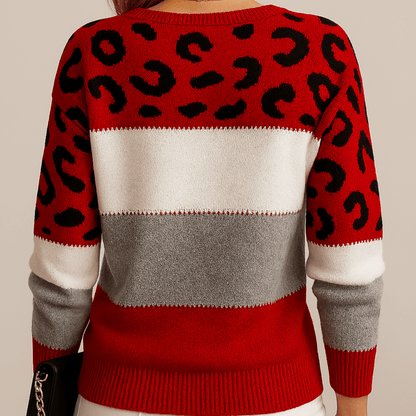 Luxeraum.de Sweaters Rot / S Strickpullover – Farbblock & Musterdesign - Weiche Strickstruktur – Damen