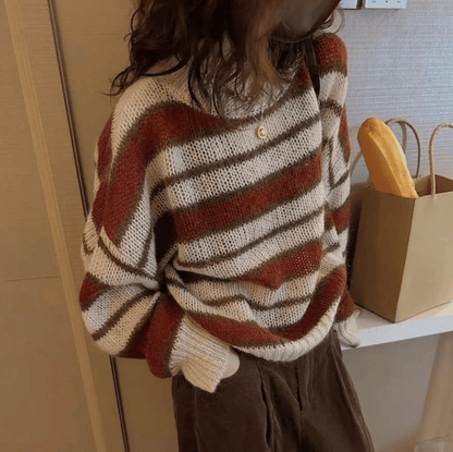 Luxeraum.de Sweaters Strickpullover – Strickmischung – gestreiftes Design – Damen