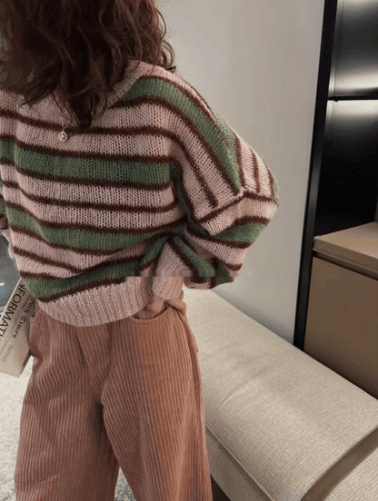 Luxeraum.de Sweaters Strickpullover – Strickmischung – gestreiftes Design – Damen