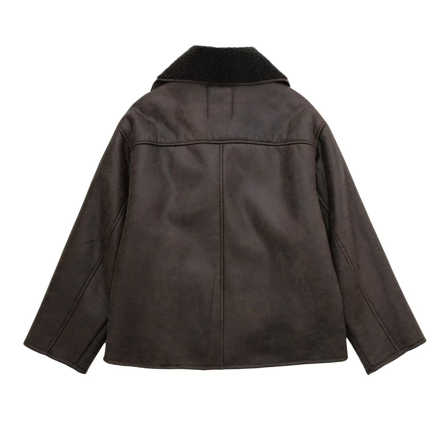 Luxeraum.de Coats & Jackets Teddyjacke – Materialmix aus Schaffell & Kunstleder – strukturierte Silhouette – Damen