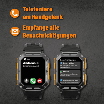 Luxeraum.de Smart Watches Thor Outdoor Smartwatch Herren – robuste Smartwatch wasserdicht IP68 mit Herzfrequenz, Bluetooth Anrufe & Fitness Tracker