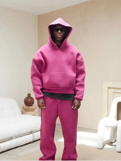 Luxeraum.de Activewear Rosa / S Trainingsanzug – Atmungsaktive Stoffmischung – Oversized Hoodie & Jogginghose – Herren
