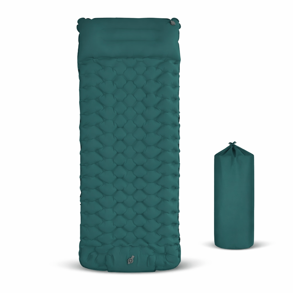 Luxeraum.de Sleeping Pads Petrol Ultraleichte Isomatte selbstaufblasbar mit integrierter Pumpe – Camping Luftmatratze 8 cm Outdoor Schlafmatte