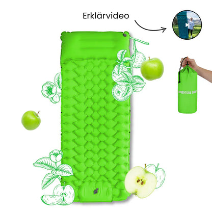 Luxeraum.de Sleeping Pads Neongrün Ultraleichte Isomatte selbstaufblasbar mit integrierter Pumpe – Camping Luftmatratze 8 cm Outdoor Schlafmatte