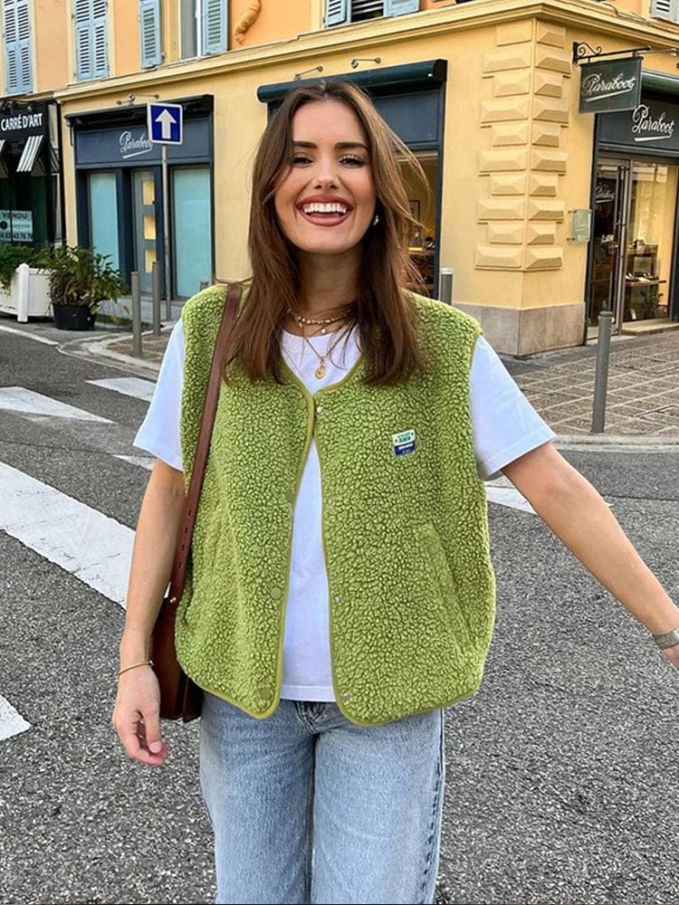 Luxeraum.de Vests Grün / S Warmhalteweste – Strukturierter Materialmix – Zeitlose Silhouette – Damen