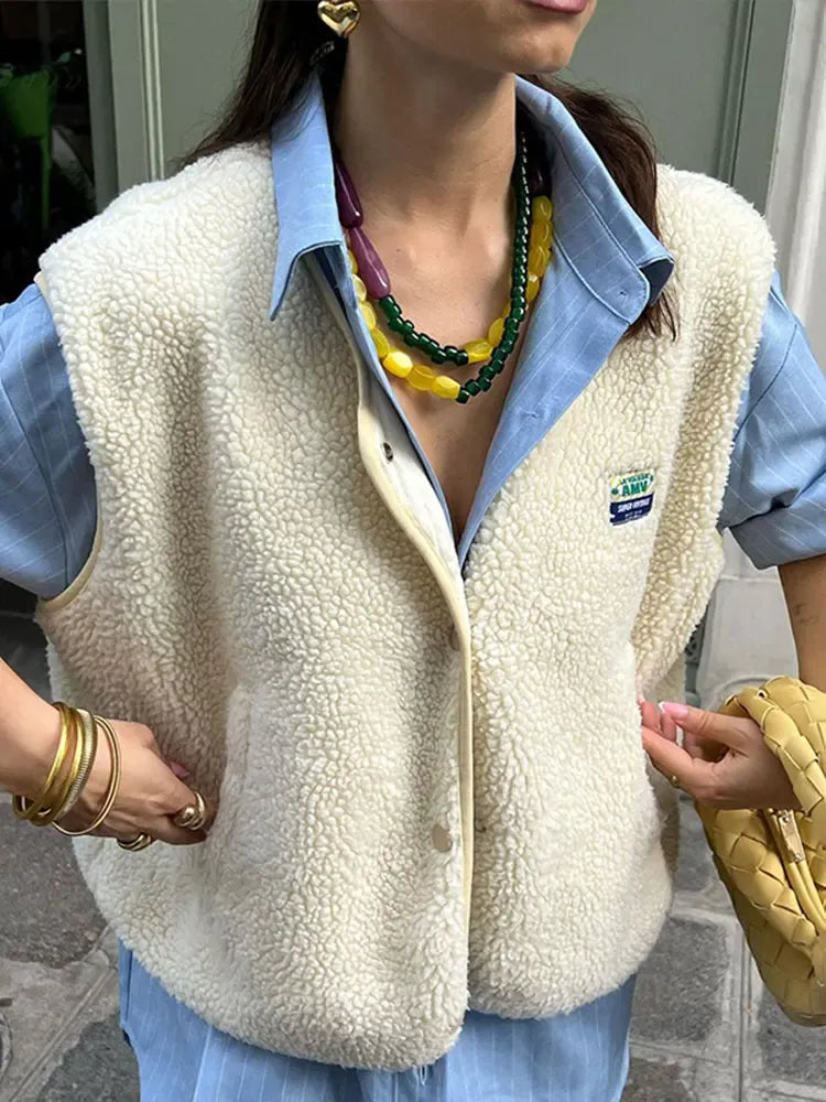 Luxeraum.de Vests Reis weiß / S Warmhalteweste – Strukturierter Materialmix – Zeitlose Silhouette – Damen
