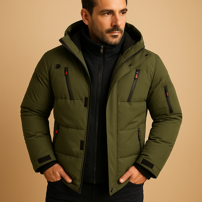 Winterjacke – wärmende Materialmischung – durchgehender Reißverschluss – Herren