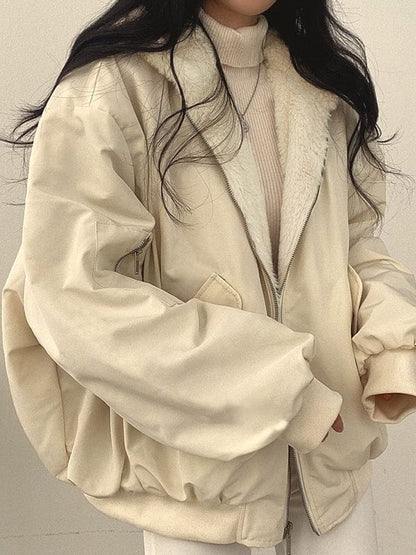 Luxeraum.de Parkas Wendbare Fleecejacke – Fleece – Oversized Schnitt mit Kapuze – Damen
