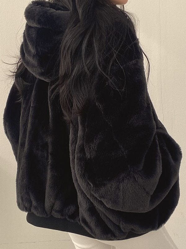 Luxeraum.de Parkas Wendbare Fleecejacke – Fleece – Oversized Schnitt mit Kapuze – Damen