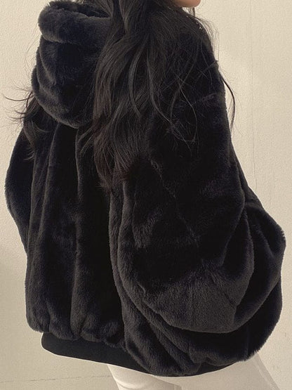 Luxeraum.de Parkas Wendbare Fleecejacke – Fleece – Oversized Schnitt mit Kapuze – Damen