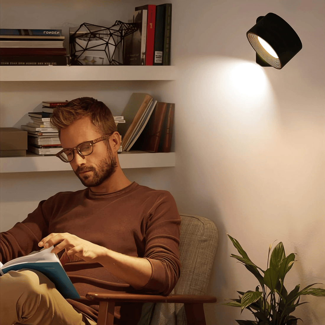 Luxeraum.de Wall Light Fixtures Wiederaufladbare 360° LED Wandlampe - Kabellos - Drehbar - Dimmbar