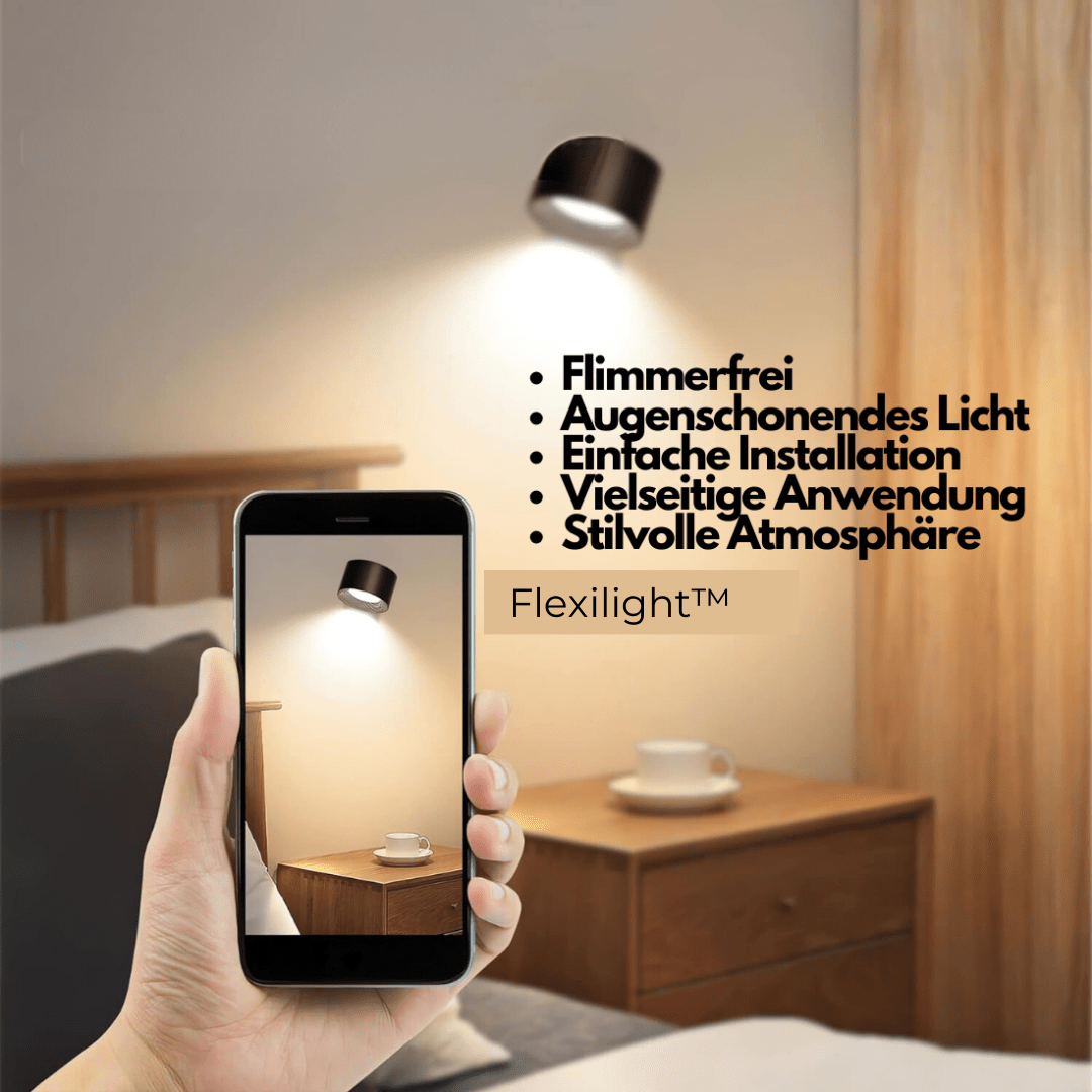 Luxeraum.de Wall Light Fixtures Wiederaufladbare 360° LED Wandlampe - Kabellos - Drehbar - Dimmbar