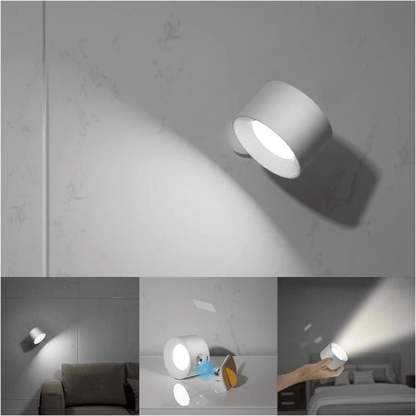 Luxeraum.de Wall Light Fixtures Wiederaufladbare 360° LED Wandlampe - Kabellos - Drehbar - Dimmbar