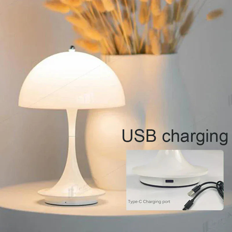 Luxeraum.de Table Lamps Wiederaufladbare LED Pilz Tischlampe - 3 Farbmodi - Dimmfunktion - Portabel - Modern