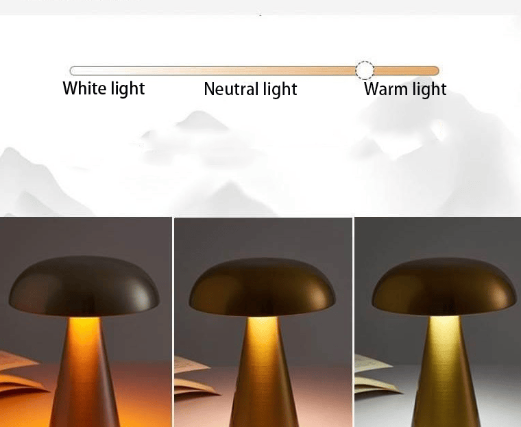 Luxeraum.de Table Lamps Wiederaufladbare LED Tischlampe - Metall - Modernes Pilzdesign - Retro