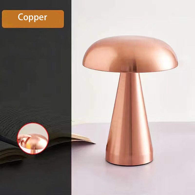 Luxeraum.de Table Lamps Kupfer Wiederaufladbare LED Tischlampe - Metall - Modernes Pilzdesign - Retro