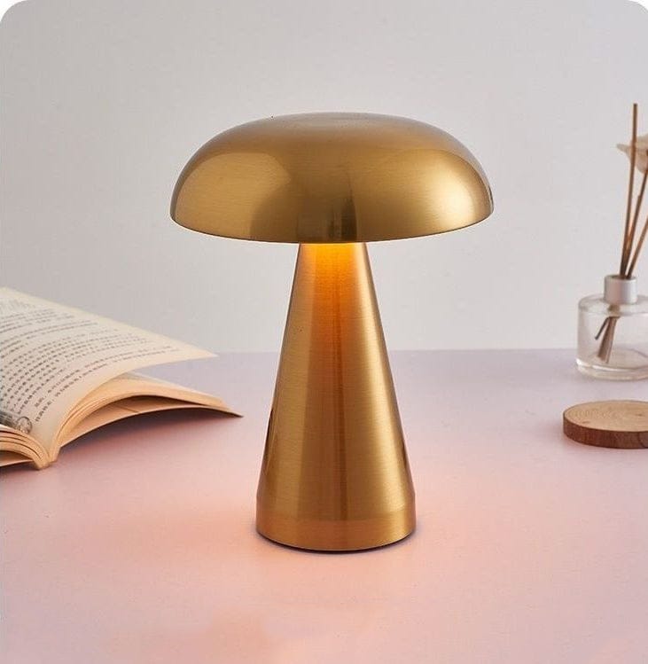 Luxeraum.de Table Lamps Gold Wiederaufladbare LED Tischlampe - Metall - Modernes Pilzdesign - Retro