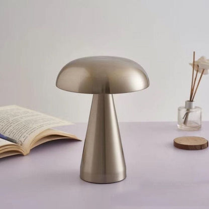 Luxeraum.de Table Lamps Silber Wiederaufladbare LED Tischlampe - Metall - Modernes Pilzdesign - Retro