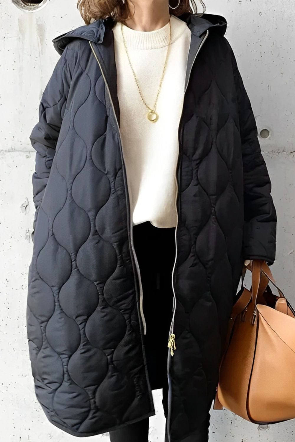 Luxeraum.de Schwarz / S Winter Steppmantel Damen mit Kapuze – warm & elegant