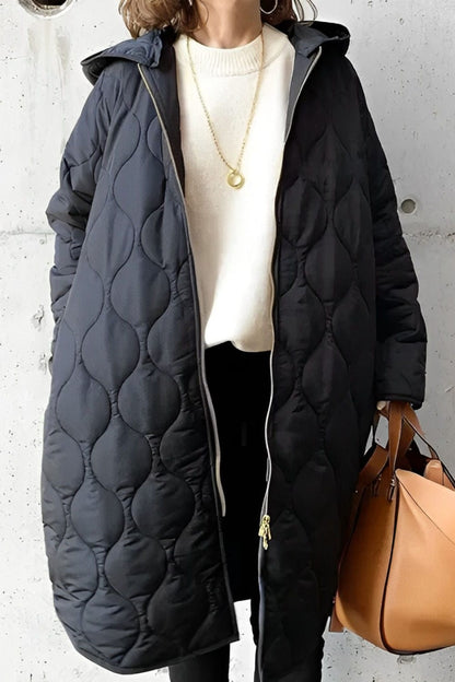 Luxeraum.de Schwarz / S Winter Steppmantel Damen mit Kapuze – warm & elegant