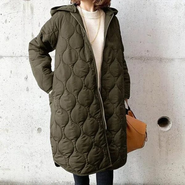 Luxeraum.de Dunkelgrün / S Winter Steppmantel Damen mit Kapuze – warm & elegant